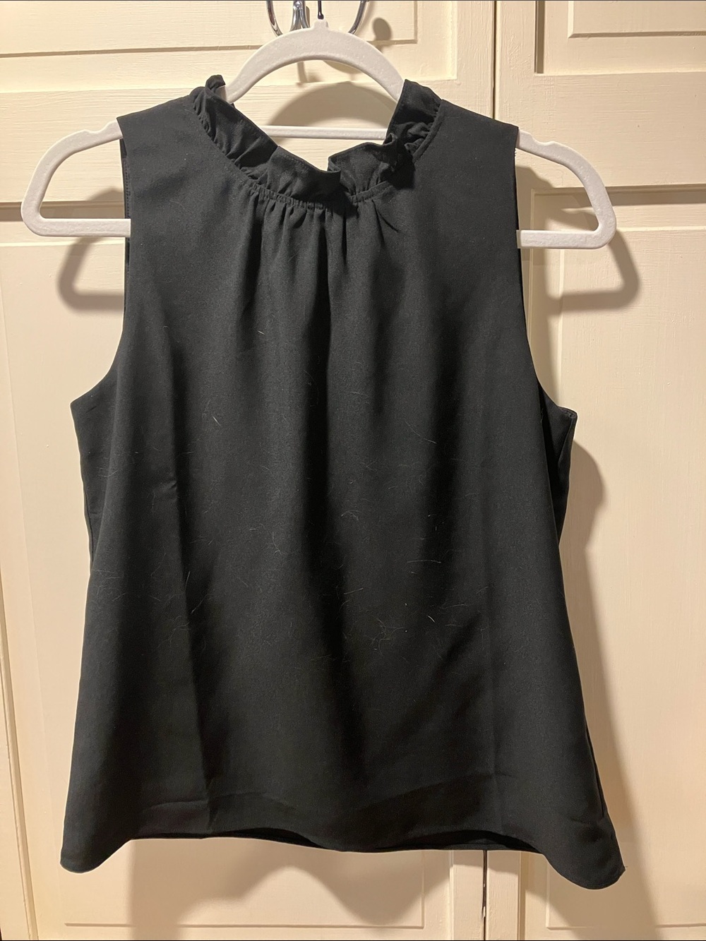 J. Crew Black Sleeveless Ruffle-Neck Blouse
